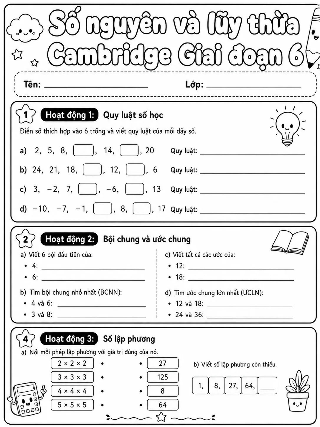 Phép trừ Cambridge Giai đoạn 1 - Gói bài tập 32 trang 4 bản xem trước bài tập Toán Cambridge tiếng Việt