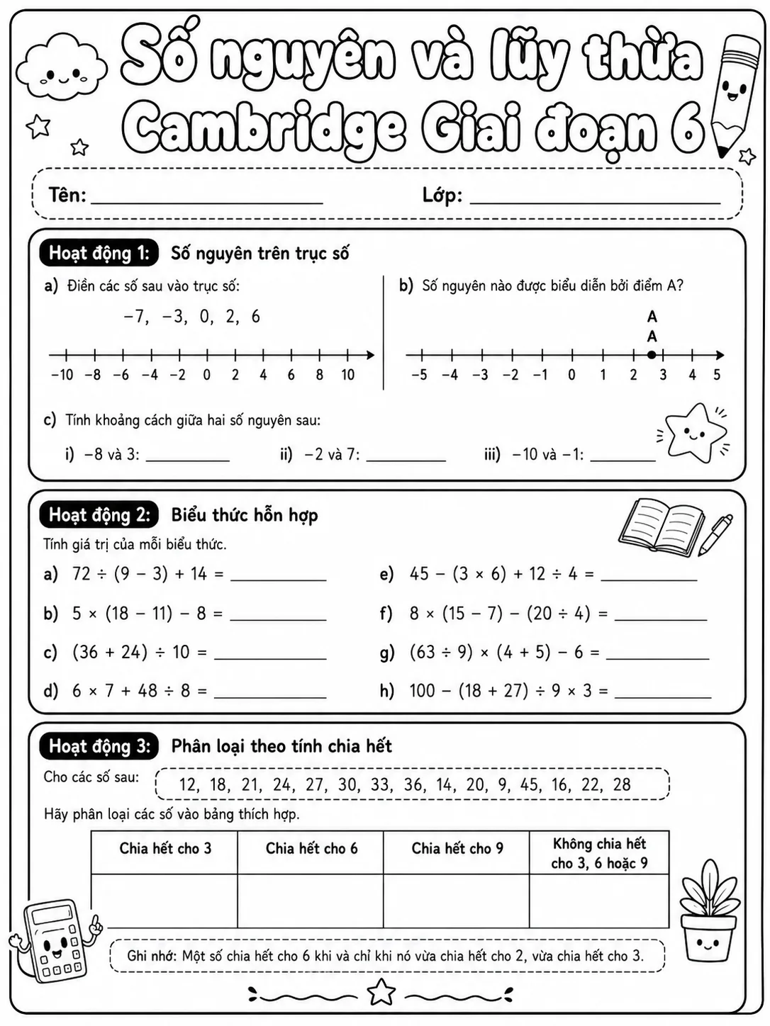 Phép trừ Cambridge Giai đoạn 1 - Gói bài tập 32 trang 6 bản xem trước bài tập Toán Cambridge tiếng Việt