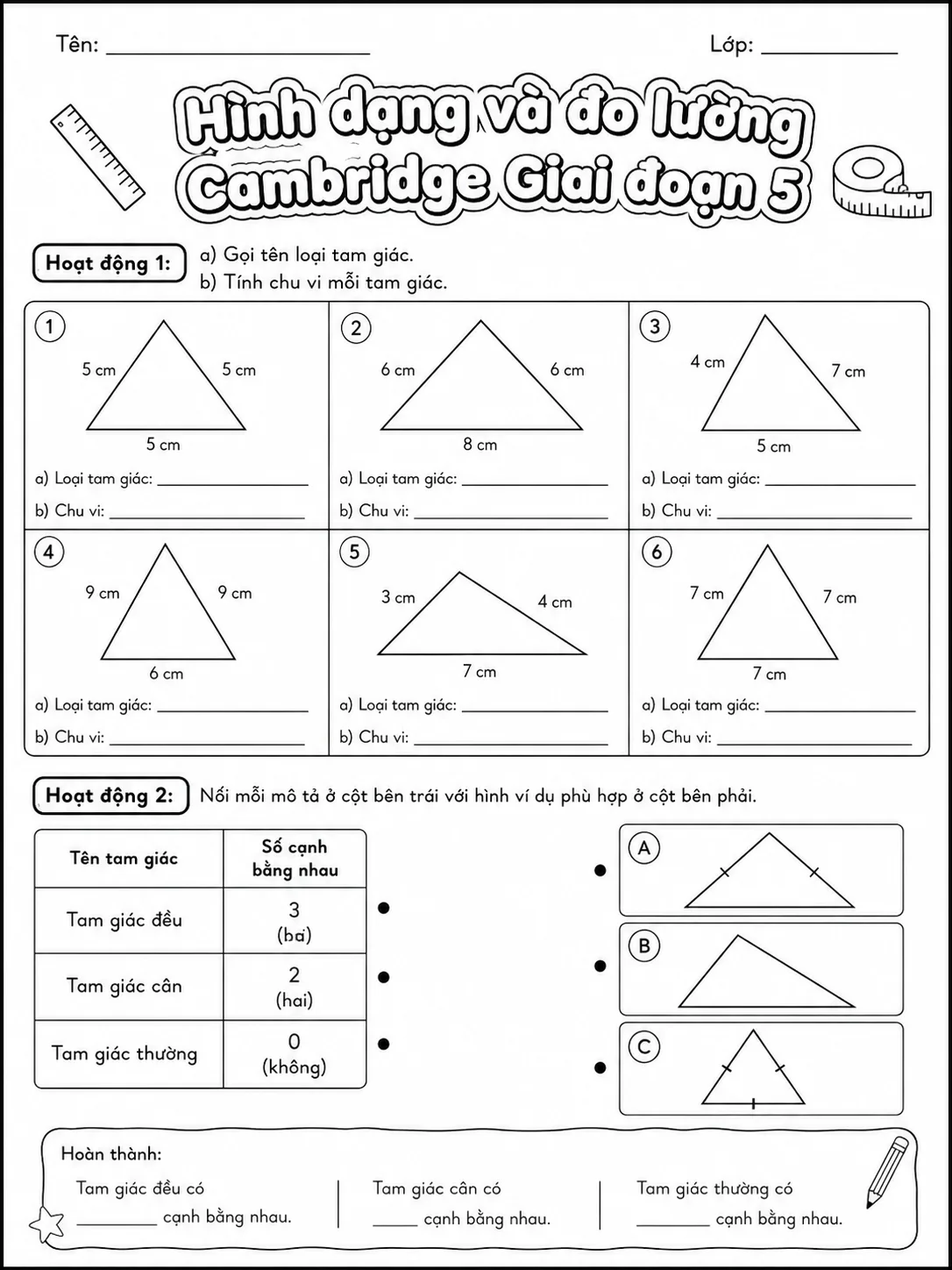Phép trừ Cambridge Giai đoạn 5 - Gói bài tập 16 trang 2 bản xem trước bài tập Toán Cambridge tiếng Việt