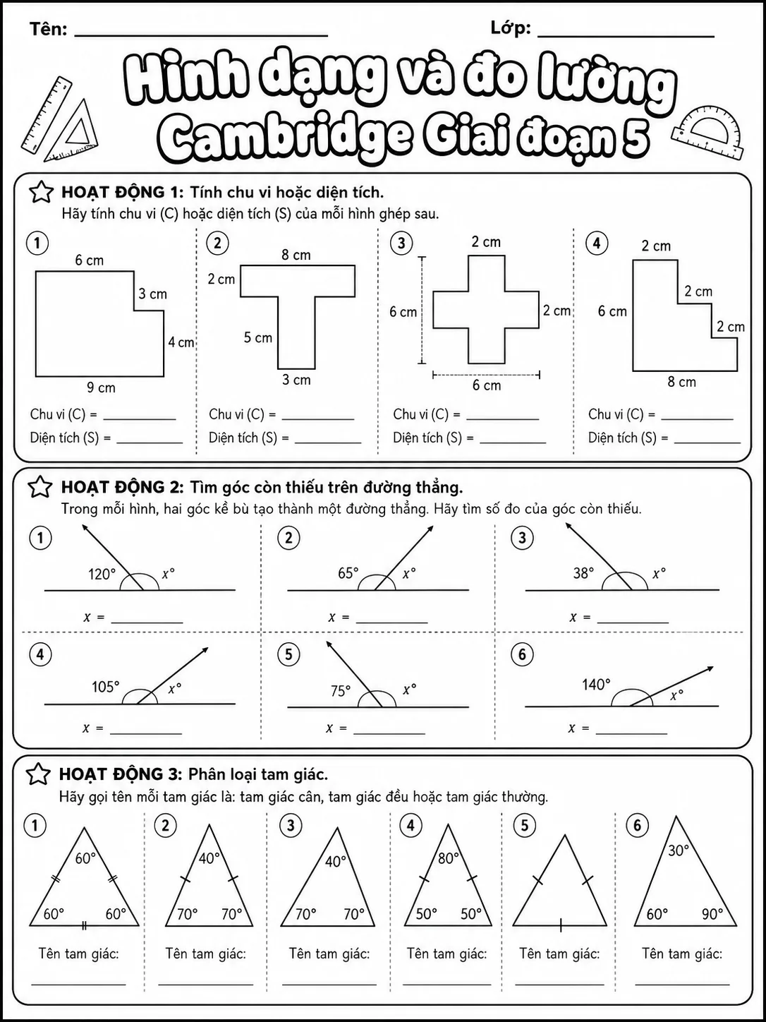 Phép trừ Cambridge Giai đoạn 5 - Gói bài tập 16 trang 5 bản xem trước bài tập Toán Cambridge tiếng Việt