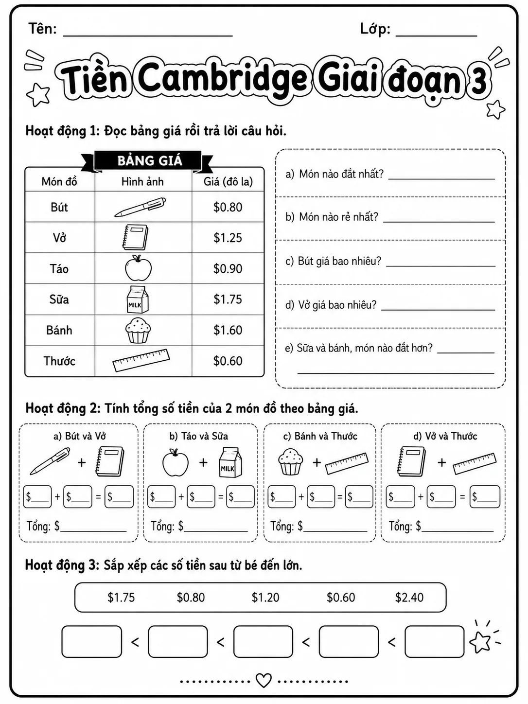 Số thập phân Cambridge Giai đoạn 3 - Gói bài tập 08 trang 4 bản xem trước bài tập Toán Cambridge tiếng Việt