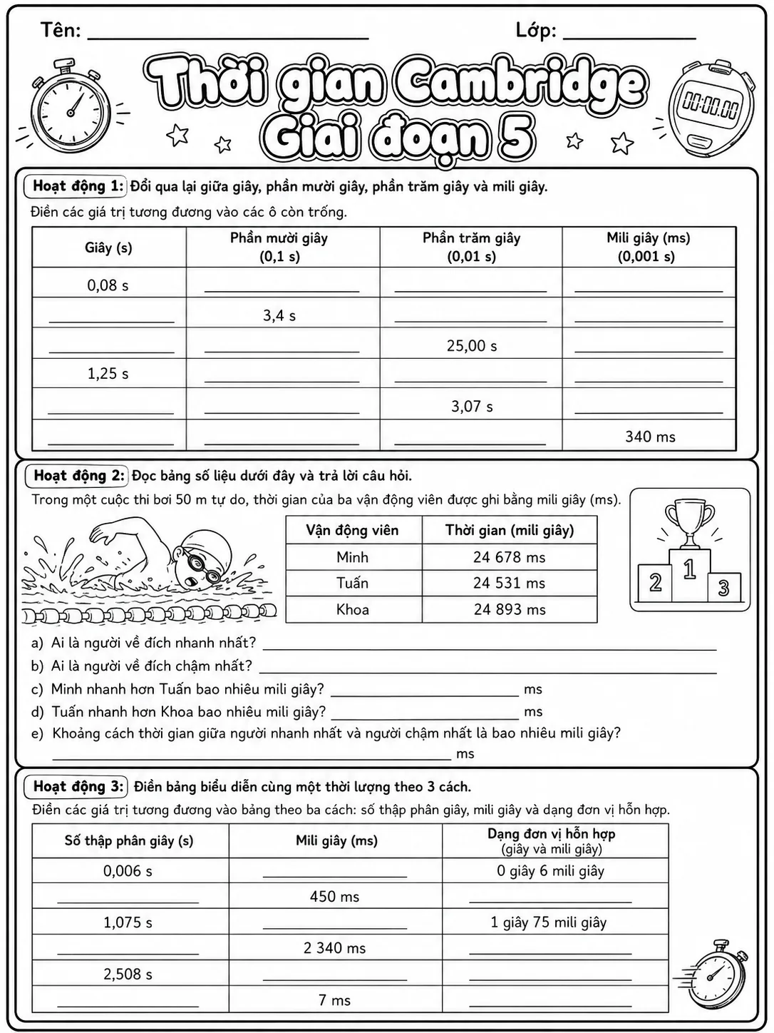 Thống kê và dữ liệu Cambridge Giai đoạn 2 - Gói bài tập 51 trang 8 bản xem trước bài tập Toán Cambridge tiếng Việt