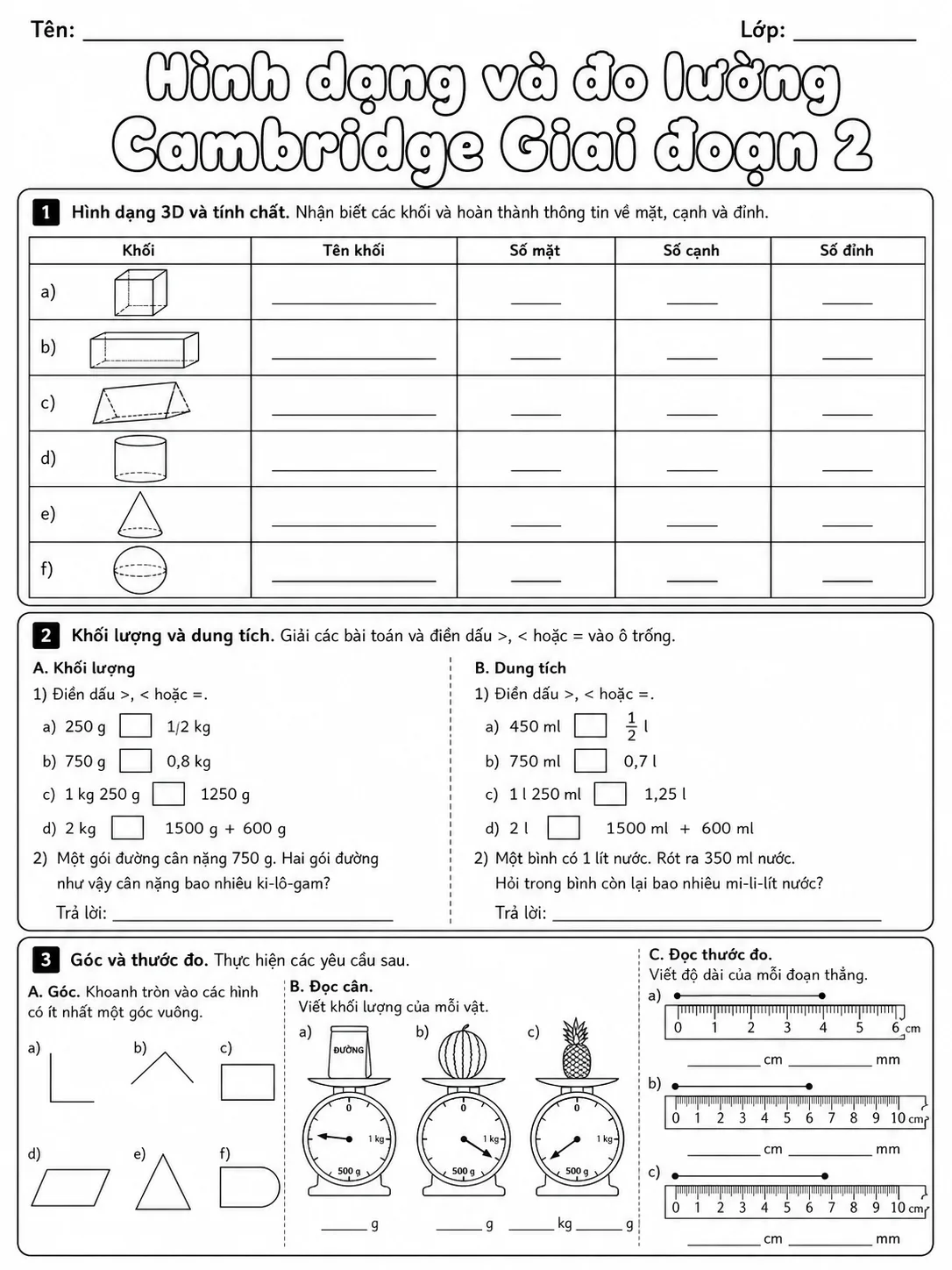 Tỉ lệ Cambridge Giai đoạn 2 - Gói bài tập 17 trang 9 bản xem trước bài tập Toán Cambridge tiếng Việt