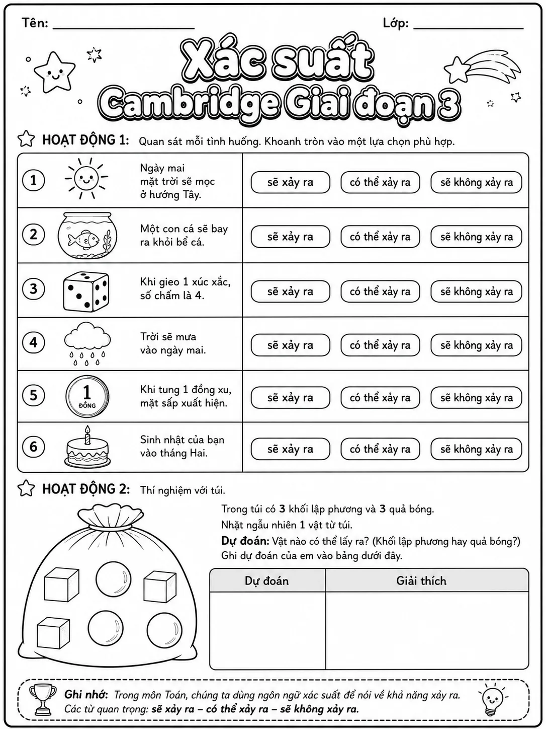 Xác suất Cambridge Giai đoạn 3 - Gói bài tập 26 trang 2 bản xem trước bài tập Toán Cambridge tiếng Việt